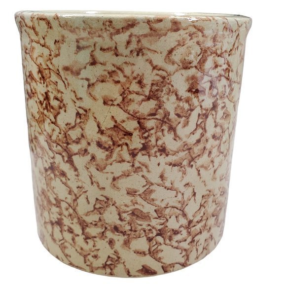 Robinson Ransbottom Roseville OH Brown Spongeware Crock Pottery 700-E 5.25" x 5" - Picture 10 of 10